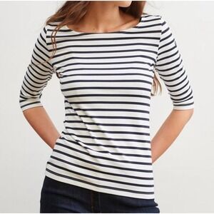 Saint James Nautical Striped Garde Cote Boat Neck Half Sleeve Top